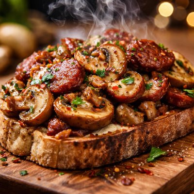 Image of Mushroom and Chorizo on Toasted Sourdough
