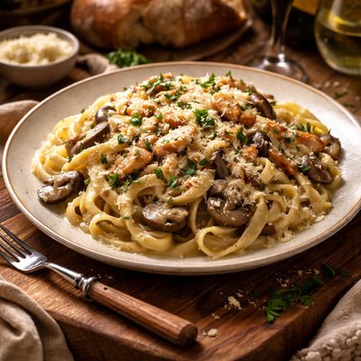 Image of Mushroom and Crabmeat White Wine Sauce