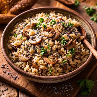 Image of Mushroom and Lavender Rice Pilaf Vegan
