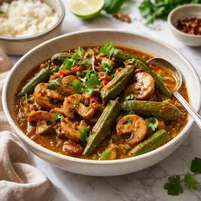 Image of Mushroom and Okra Curry