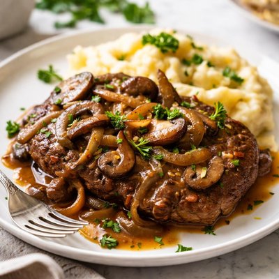 Image of Mushroom and Onion Smothered Swiss Steak