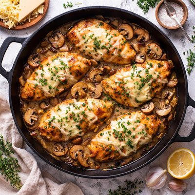 Image of Mushroom and Swiss Chicken Skillet