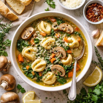 Image of Mushroom and Tortellini Soup