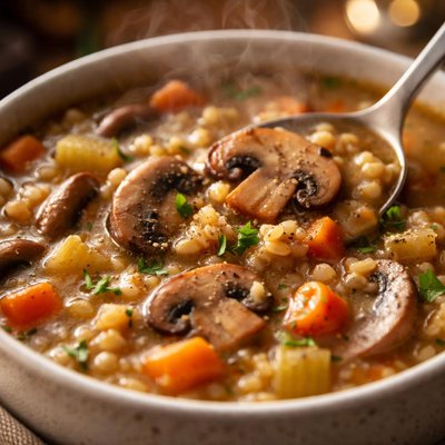 Image of Mushroom Barley Soup Slow Cooker