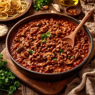 Image of Mushroom Beef Spaghetti Sauce