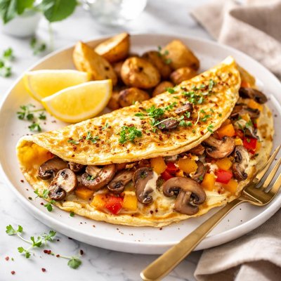 Image of Mushroom Bell Pepper and Cheese Omelet