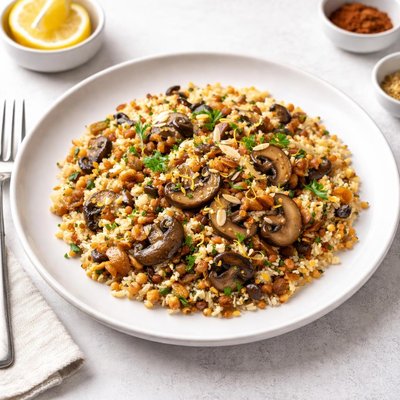 Image of Mushroom Couscous with Moroccan Flavors