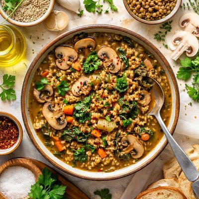 Image of Mushroom Lentil Barley Stew