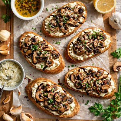 Image of Mushroom on Italian Bread Appetizer
