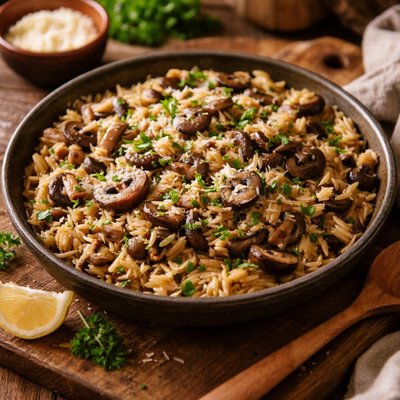 Image of Mushroom Orzo Pilaf