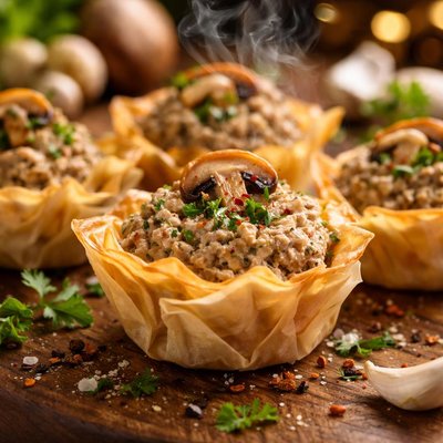 Image of Mushroom Pate in Phyllo Pastry Baskets