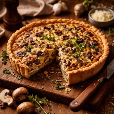 Image of Mushroom Quiche or Gratin Adapted from Julia Child