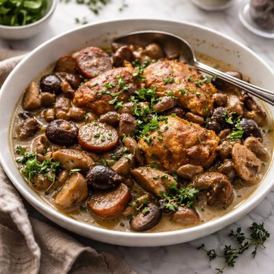 Image of Mushroom Ragout with Chicken and Sausage