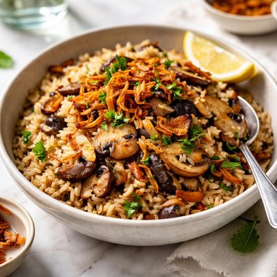 Image of Mushroom Rice with Onion Shallots