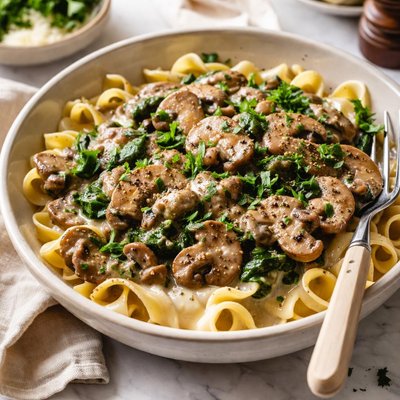 Image of Mushroom Stroganoff with Spinach