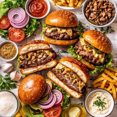 Image of Mushroom Stuffed Burgers