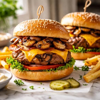 Image of Mushroom Stuffed Cheeseburgers
