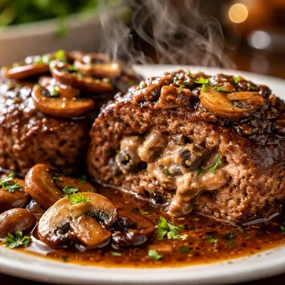 Image of Mushroom Stuffed Hamburger Steaks