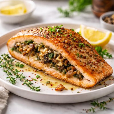 Image of Mushroom Stuffed Salmon Fillet