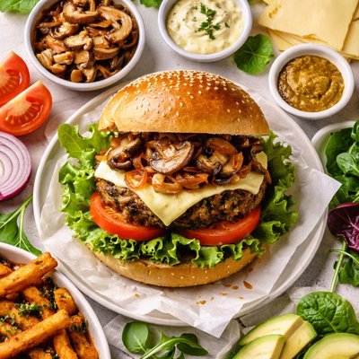 Image of Mushroom Swiss Veggie Burger
