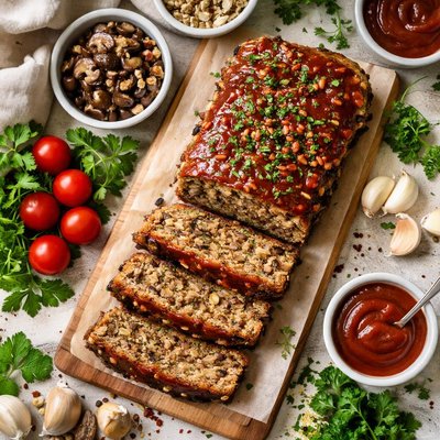 Image of Mushroom Walnut Loaf Vegetarian Meatloaf Copycat from the Spot