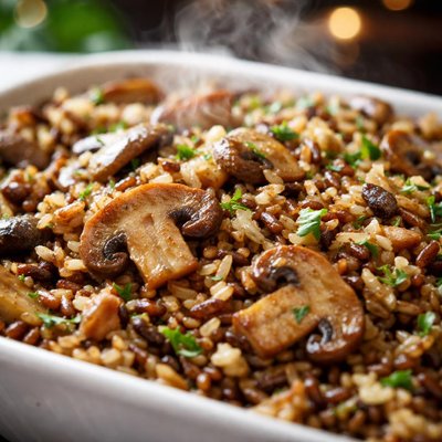 Image of Mushroom Wild Rice Side Dish Casserole