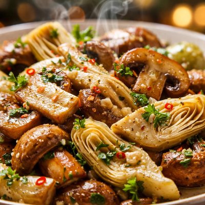 Image of Mushrooms and Artichoke Hearts Vinaigrette