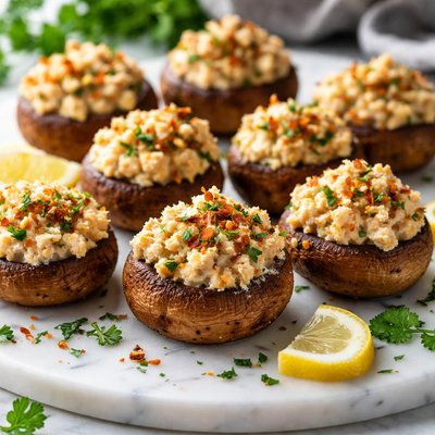 Image of Mushrooms Filled with Crabmeat