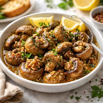 Image of Mushrooms in Garlic Sauce Championes Al Ajillo
