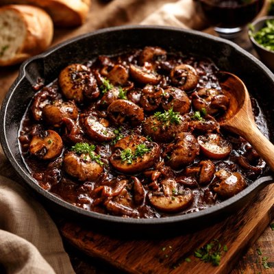 Image of Mushrooms in Red Wine Sauce