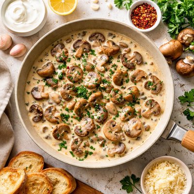 Image of Mushrooms in Sour Cream Sauce