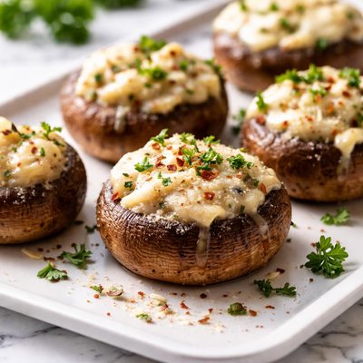 Image of Mushrooms Stuffed with Swiss Cheese