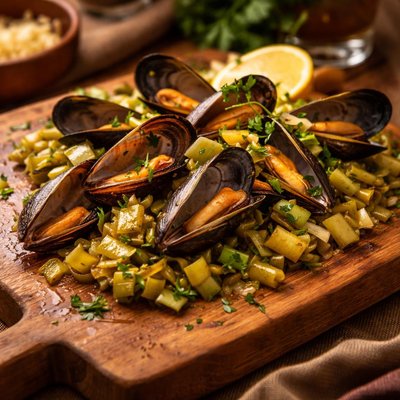 Image of Mussels and Sweet Leeks