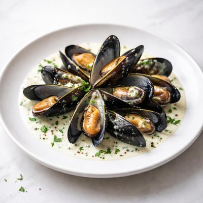 Image of Mussels in Herbed Cream Sauce