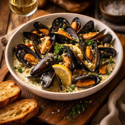 Image of Mussels in Wine and Cream