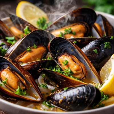 Image of Mussels in Wine Broth