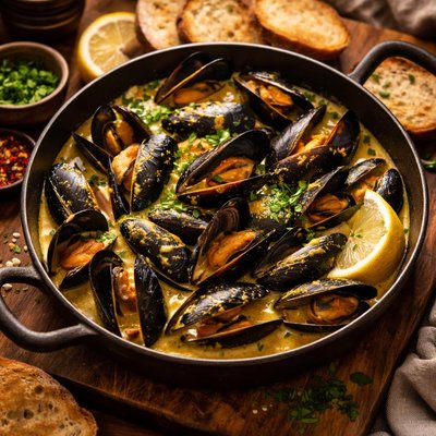 Image of Mussels with Curry Cream Sauce