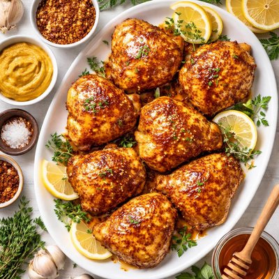 Image of Mustard and Mustard Chicken Thighs