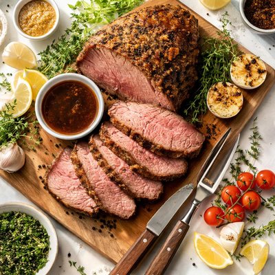 Image of Mustard and Thyme Baron of Beef Au Jus