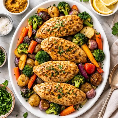 Image of Mustard Chicken with Roasted Vegetables
