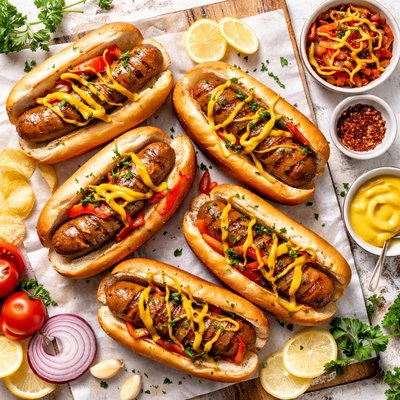 Image of Mustard Grilled Italian Sausage Sandwiches
