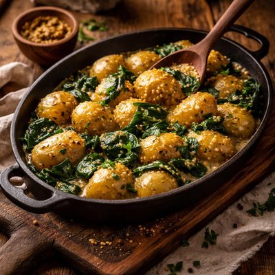 Image of Mustard Potatoes with Spinach