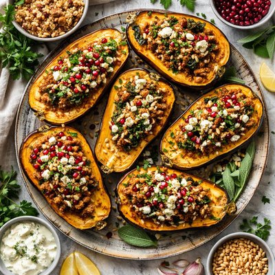 Image of Mutton Ancient Grain Stuffed Winter Squash