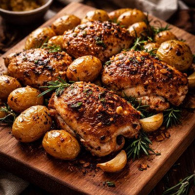 Image of My Famous Rosemary Garlic Chicken and Potatoes