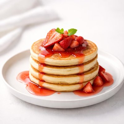 Image of My Pancakes for One with Strawberry Syrup