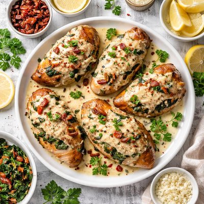 Image of My Version of Olive Garden Stuffed Chicken Florentine