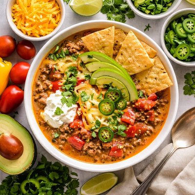 Image of Nacho Beef Soup Low Carb