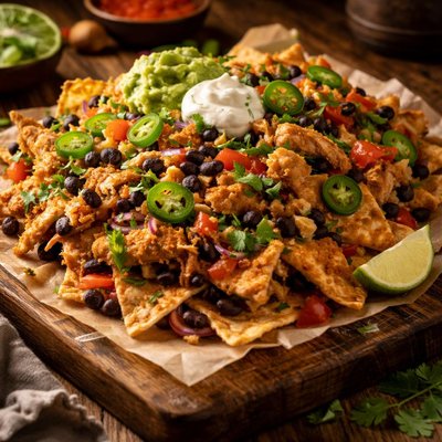 Image of Nachos with Chicken and Black Beans
