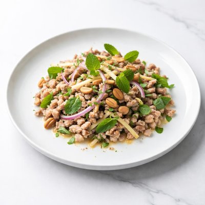 Image of Nam Sod Pork Salad with Mint Peanuts and Ginger
