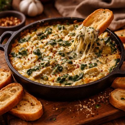 Image of Naughtiest Most Delicious Spinach Artichoke Dip